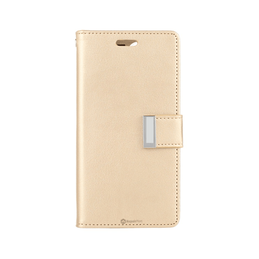 iPhone 15 Compatible Case Cover With Rich Diary for Stylish Protection - Gold